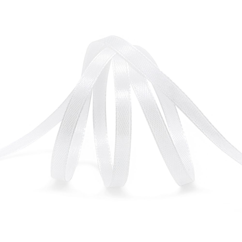 Лента атласная 1-сторонняя 6.0 мм / 22.86±1 метров, 002 белый, Globus