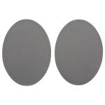 Заплатки пришивные из кожи, овал 8х10,9см с перфорацией, 2 шт, 100% кожа, 07 серый, 9124