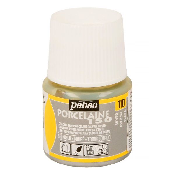 Краска по фарфору и керамике (под обжиг) металлик Porcelaine 150 45 мл, 024-110 серебро, Pebeo