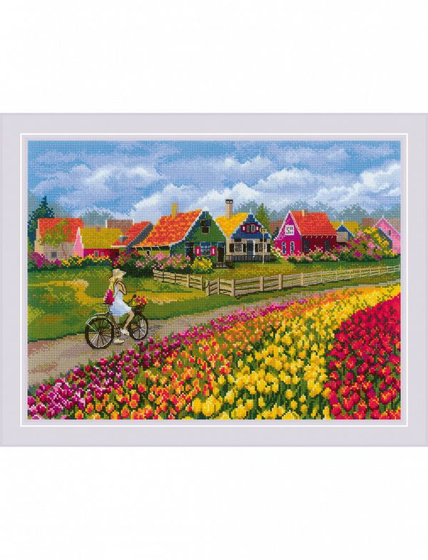 Набор для вышивания нитками Риолис, Море тюльпанов 40х30 см