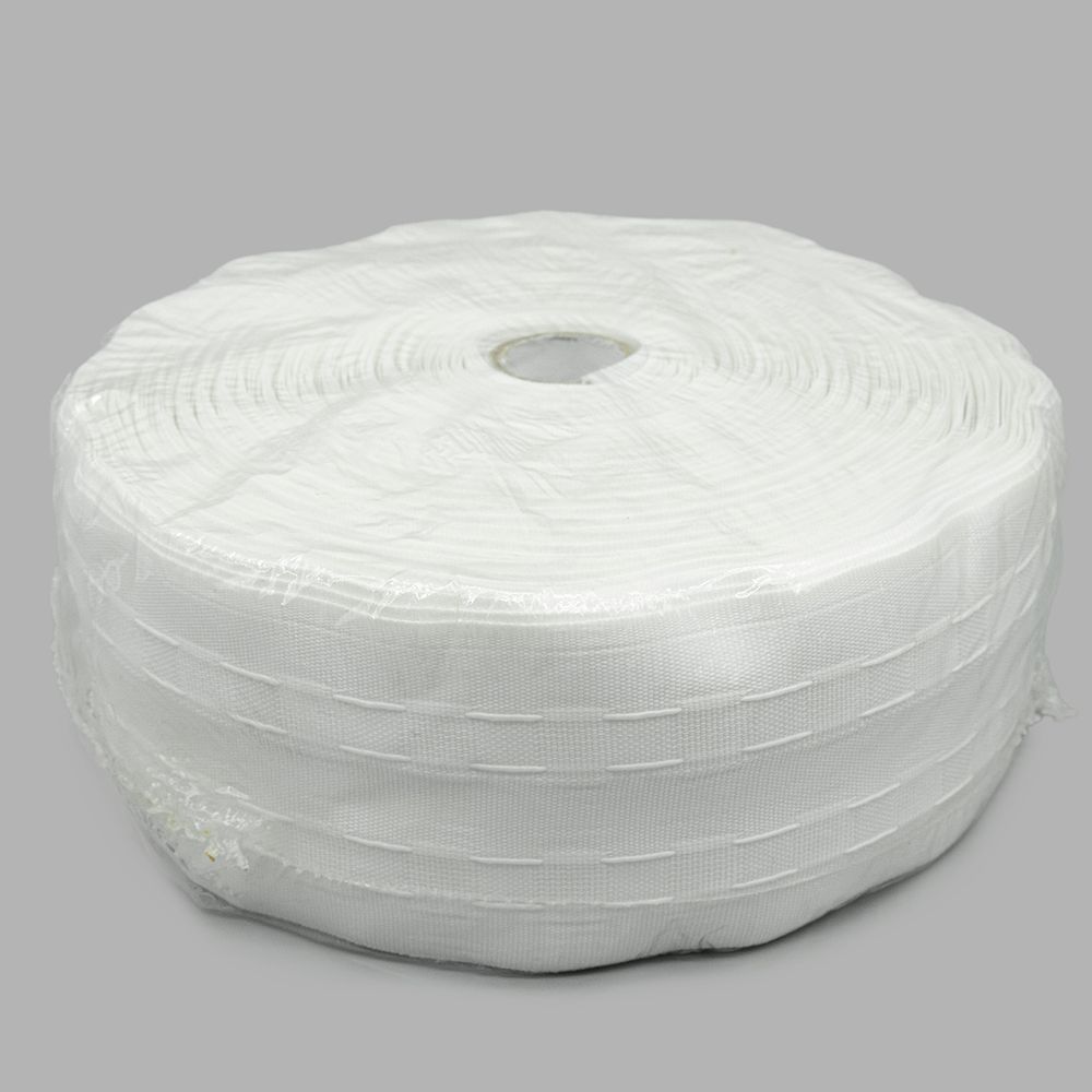 Лента (тесьма) шторная: сборка параллельная нефикс. 70 мм / 50 метров, (2 ряда петель, 4 шнура), белый, C70