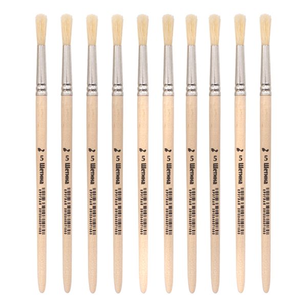 Кисть щетина школьная круглая №5,10 шт