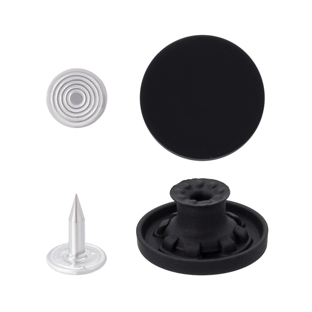 Пуговицы джинсовые ⌀18 мм, гладкие, черная резина, ГРБ2222, 15 шт