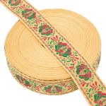 Лента (тесьма) жаккардовая 32.0 мм / 25±1 метров, рис. 9581 Гжель, (10 желтый/зеленый/красный) С1853Г17