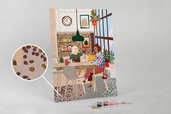 Картина по номерам Фрея, на картоне В кафе, 40х30 см