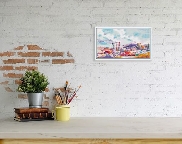 Набор для вышивания нитками Panna, Индустриальный пейзаж, 27х15.5 см