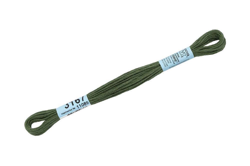 Мулине Gamma 100% хлопок, цв.3167 т.серо-зеленый, 24 мотка по 8 метров