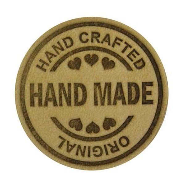 Термоаппликация из кожи Hand Made D3,4см, 100% кожа, 41 бежевый