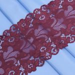 Кружево бельевое эластичное 150 мм / 3.4 метра, цвет темно-красный