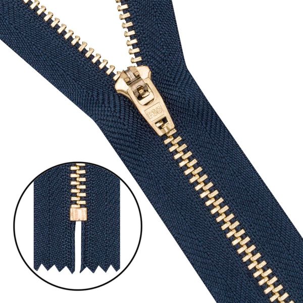 Молния металл джинсовая Т5 (5 мм) 1 зам., н/раз., 18 см, синий, 39121/18-3, 10 шт