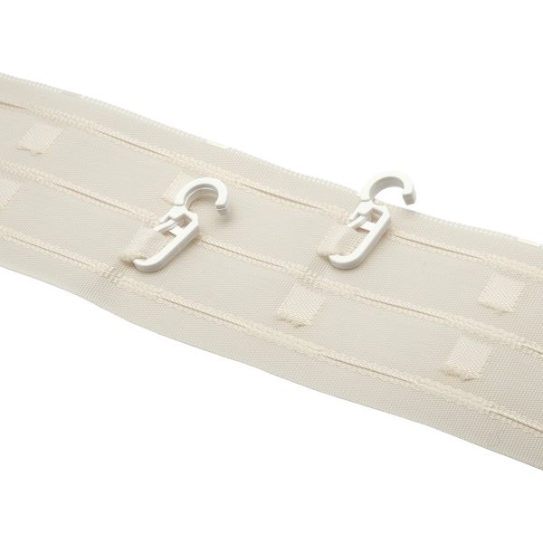 Лента (тесьма) шторная: сборка параллельная (1:2.5) 70 мм / 100 метров, бежевая