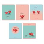 Тетрадь ученическая общая, твин лак, A5 80 л. на скобе 65 г/м², белизна 100% 5 шт клетка, 01528 Ты в моём сердце, Светоч Т204