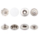 Кнопка Альфа (S-образная) ⌀10.0 мм, ≈144 шт, МЕТАЛЛ, эмаль, 101 белый глянцевый + отв.части никель, ВТ-2, NEW STAR