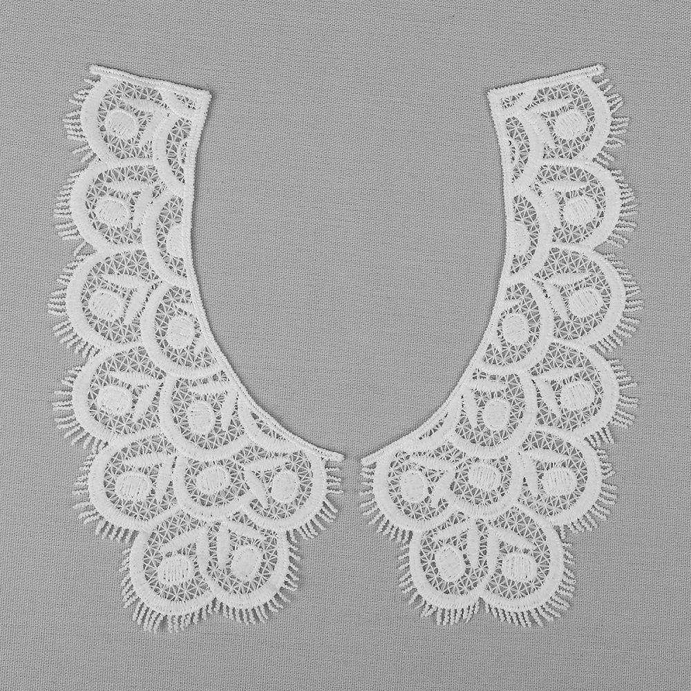 Пришивной кружевной воротник гипюр Kruzhevo 18.5х9 см, TBY.HX-05, цв.01 белый, уп.25 пар