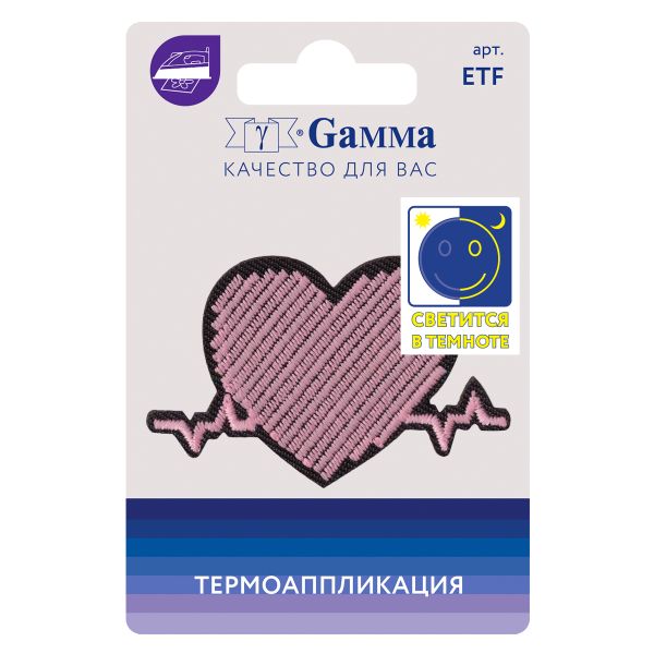 Термоаппликация №05, 1 шт, 02-505 Стук сердца 5.8х3.6 см, Gamma ETF
