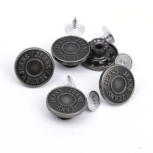 Пуговицы джинсовые ⌀17 мм, фиксированная ножка, сталь, античное серебро, 100 шт