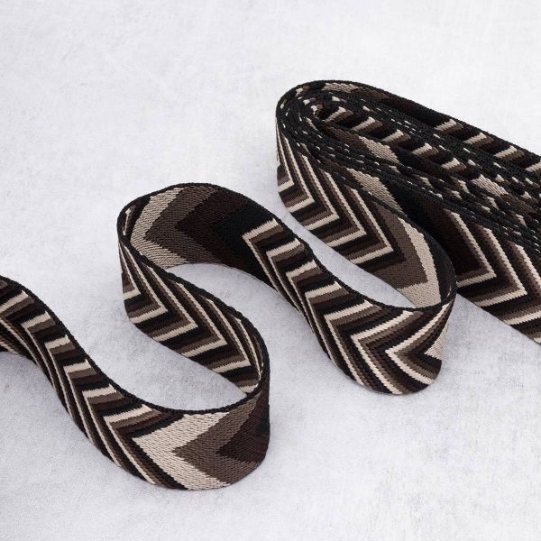 Стропа (ременная лента) 38 мм / 3 метра, [40 г/пог.м], с принтом 2-сторонняя, D159 коричневый/бежевый, 3Al354