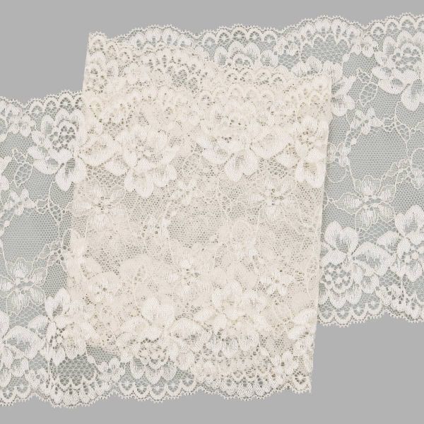 Кружево бельевое эластичное 180 мм / 13.72 м, цв. C571 молочный