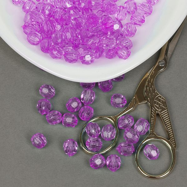 Бусины акрил ⌀10 мм, цв. 06 сиреневый, 50 г, Magic4Hobby