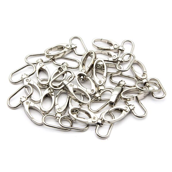 Карабин металл 25.0 мм (48х32 мм), цв.никель, 20 шт