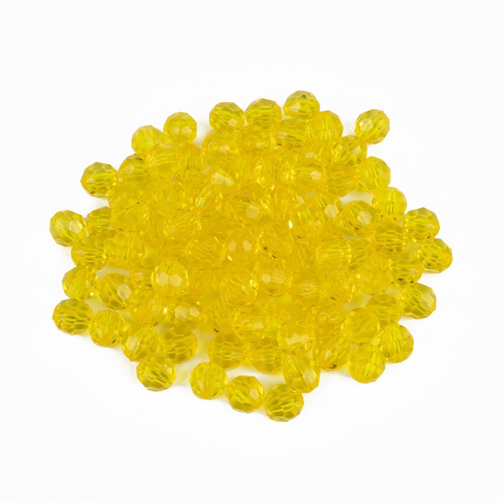 Бусины акрил ⌀8 мм, 25 г (98±2 шт), 143 желтый, Zlatka ABR