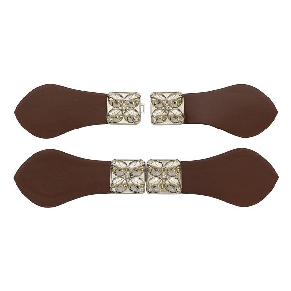 Фурнитура застежка для кардигана кожаная №8 коричневая 22,5см (никель), 2 шт