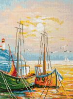 Алмазная (кристальная) мозаика Фрея, на подрамнике Лодки, 30х40 см