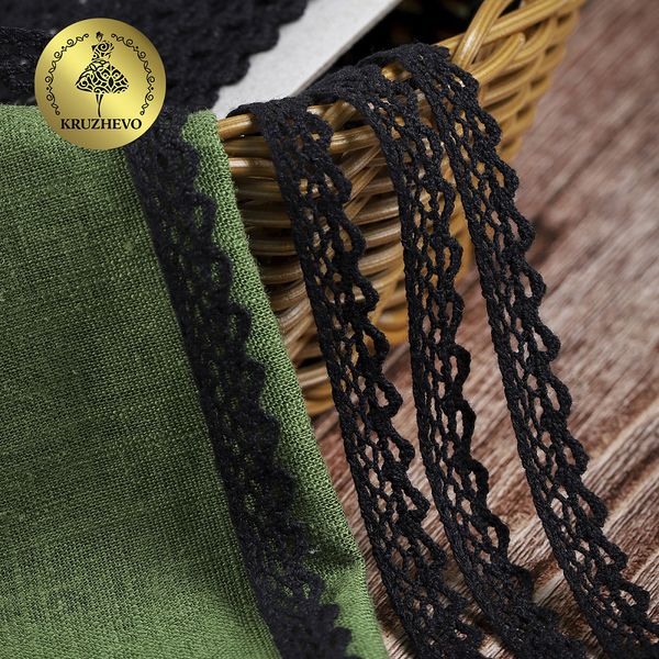 Кружево вязаное (тесьма) 10 мм / 10 метров, 5036 цв.03 черный, 10 м, Kruzhevo