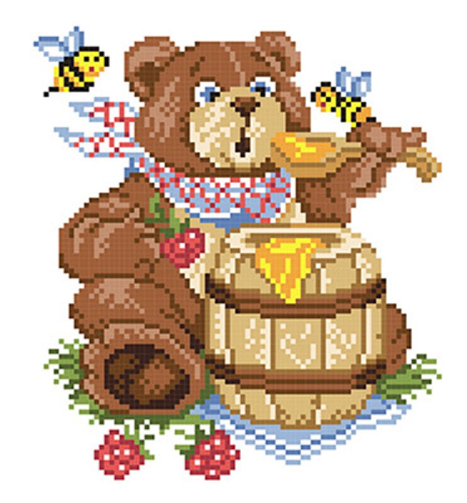 Набор для вышивания нитками МП Студия, Мишка 19х17 см