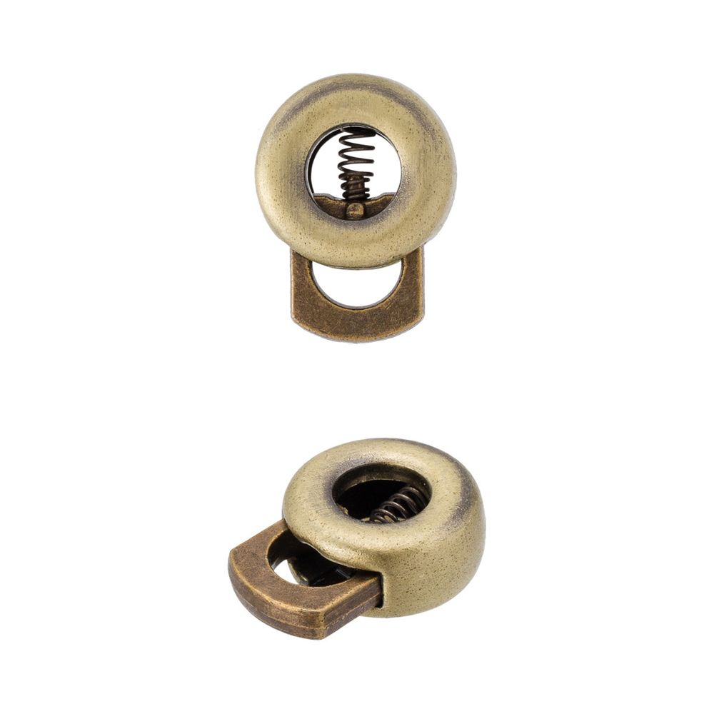 Фиксатор (зажим) для шнура металл 1 отв., ⌀4х6 мм (15х20 мм), тертая бронза, ГХН14389, 10 шт