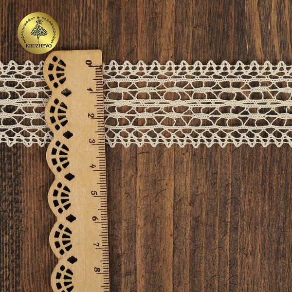 Кружево вязаное (тесьма) 25 мм / 10 метров, D1002, тонкая нить, цв.02 молочный, Kruzhevo