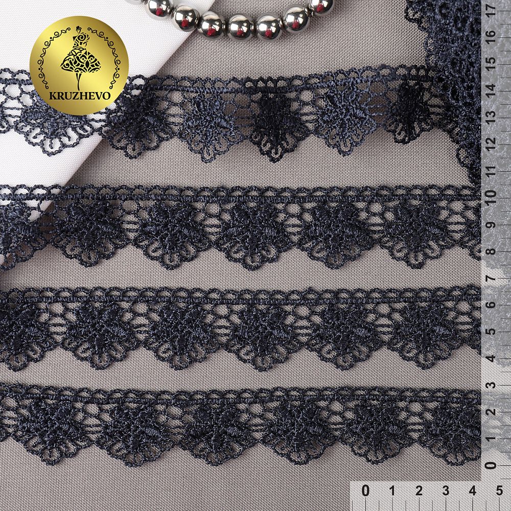 Кружево гипюр (плетёное) 30 мм / 13.71 метров, TBY.2812, цв.B4815 темно-синий