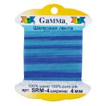 Лента (тесьма) шелковая 4.0 мм / 9.1±0.5 метров, M118 св.синий/фиолетовый, Gamma SRM-4