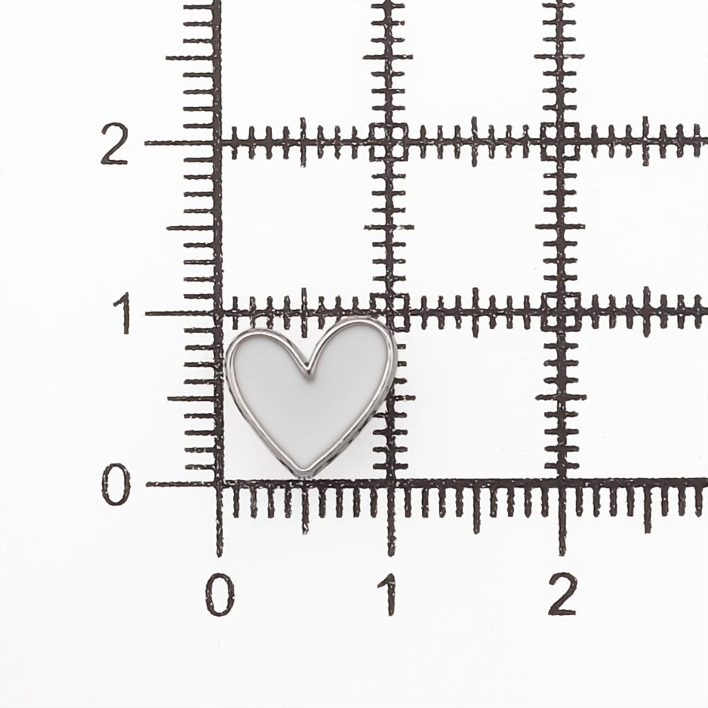 Пуговицы на ножке фигурная Сердце 16L (10мм), металл (White/S (белый/серебро)), MEs-2012, 36 шт