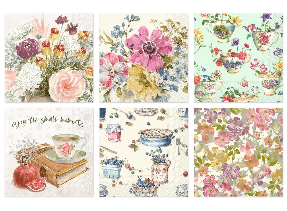 Салфетки для декупажа ассорти №94 33х33 см, 6 шт, Летнее чаепитие, Love2art №94
