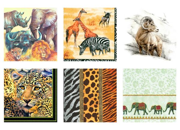 Салфетки для декупажа ассорти №33, 6 шт, Дикая саванна, Love2art SDS №33