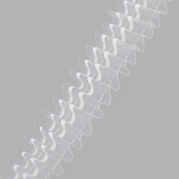 Лента (тесьма) шторная: сборка параллельная (1:2) 60 мм / 50 метров, (2 ряда петель + на трубу, 2 шнура), прозрачный, 606-О