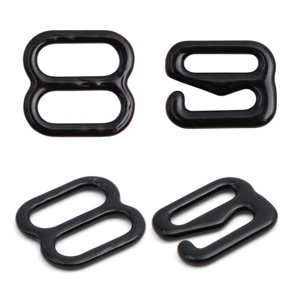 Набор крючки + регуляторы для бюстгальтеров металл 8.0 мм, (12 крюч., 6 регул.), черный