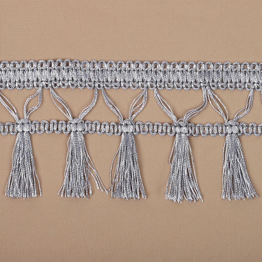 Бахрома отделочная 70.0 мм / 10 метров, с кисточками, 6154-0419, 6474 серебро