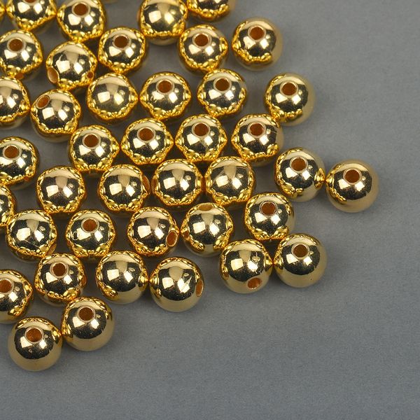 Бусины пластик ⌀10 мм, цв.золотой уп.50 г, Magic4Hobby