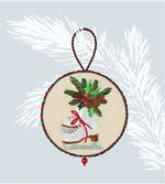 Набор для вышивания нитками Panna, Живая картина новогодняя игрушка Коньки, 8х8 см