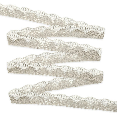 Кружево вязаное (тесьма) хлопковое 28 мм / 25 метров, рис.28.01.021 (лен/белый) С3749Г17