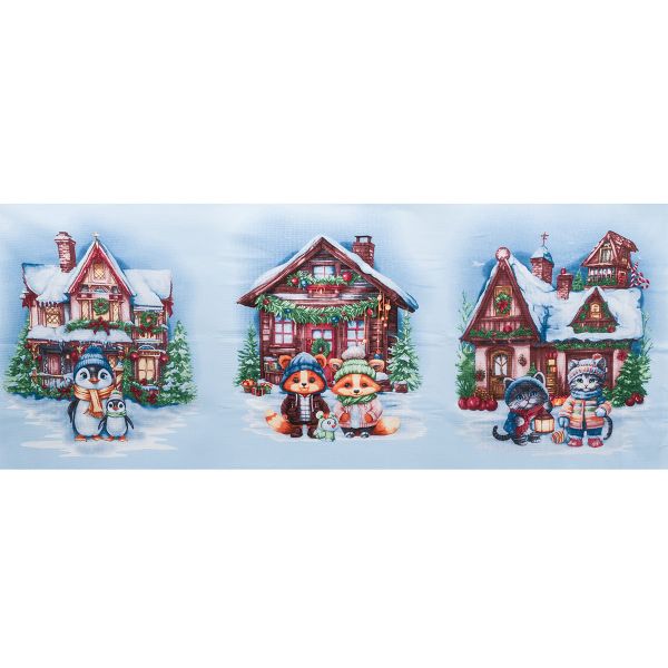 Полотно вафельное арт 149 рис 29297 вид 1 Любимые сказки Деда мороза 63х150см, Astra&Craft