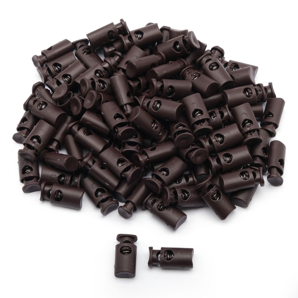 Фиксатор (зажим) для шнура пластик 1 отв., ⌀4.5 мм, 19х9 мм, цилиндр, ПП, коричневый, 100 шт