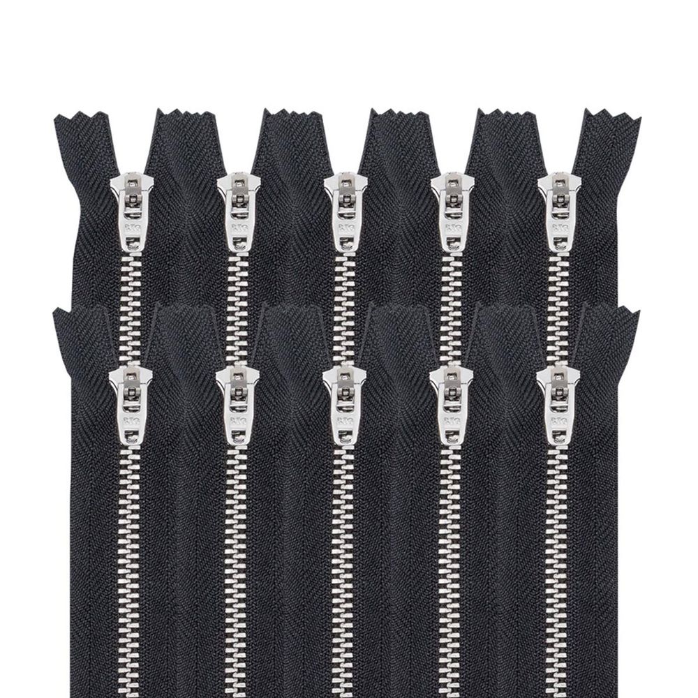 Молния металл джинсовая Т5 (5 мм) 1 зам., н/раз., 14 см, черный, 39083/14-Н, 10 шт