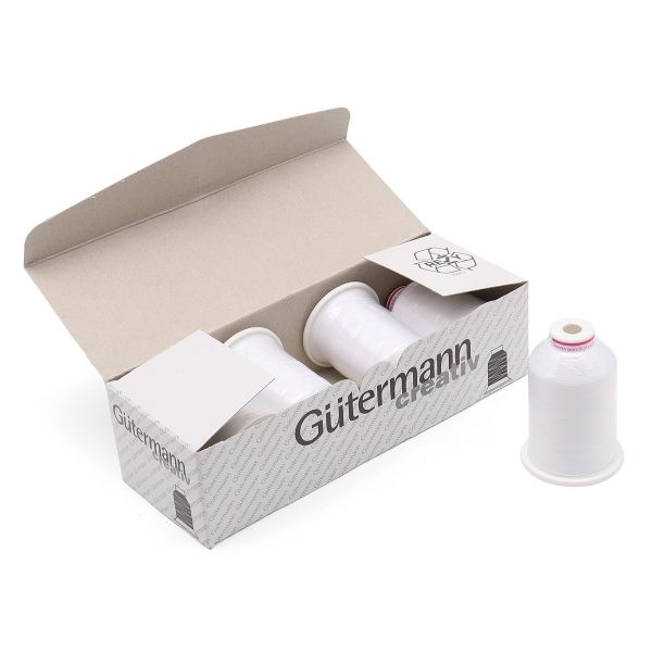 Нитка текстурированная Gutermann Bulky-Lock 80, 1000 м, _800 белый, 5 катушек, SHV