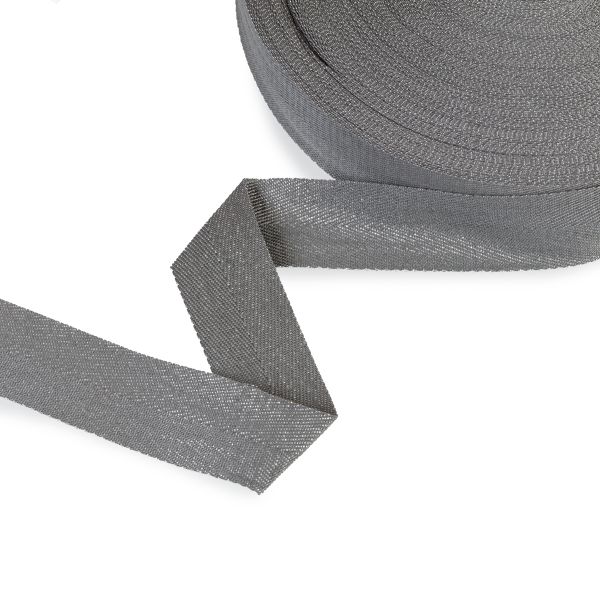 Тесьма (лента) киперная п/э с люрексом 30 мм / 50 метров, серый-серебристый/grey-silver, Gamma TPTL-30