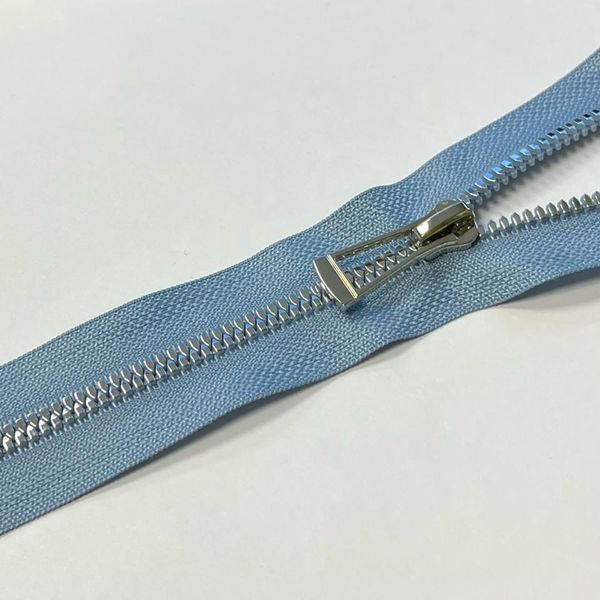 Молния трактор Т5 (5 мм) 1 зам., н/раз., 18 см, никель D231 пастельно-голубой, Mzipp Premium, 6 шт