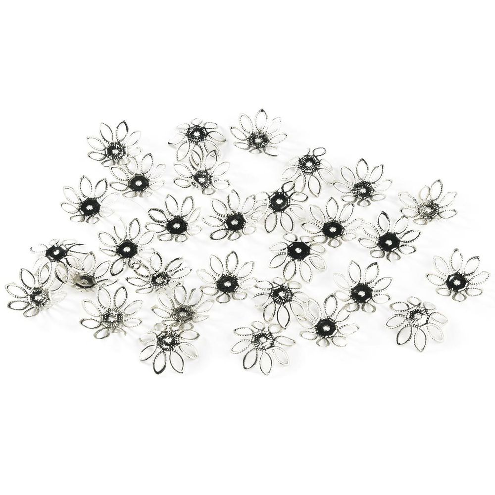 Шапочка для бусин, 19х5 мм, 30 шт/уп, серебро