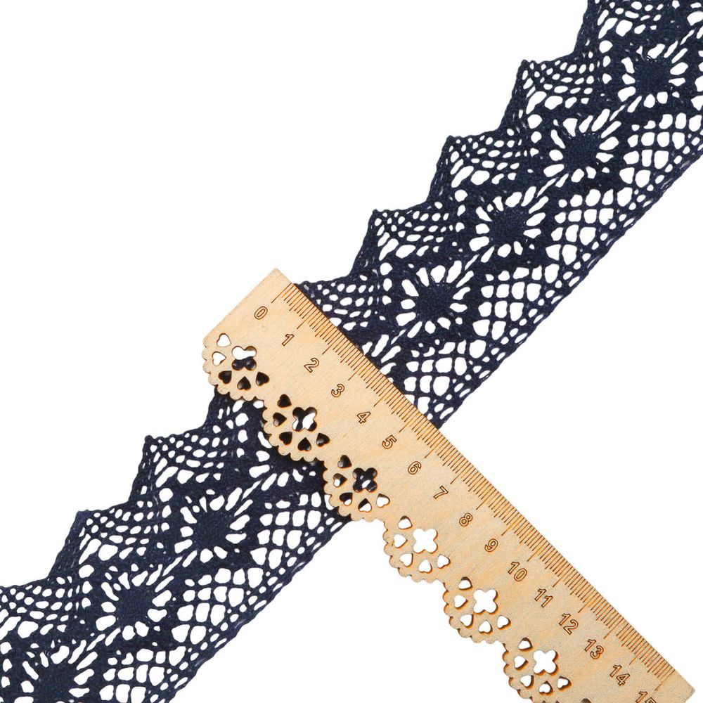 Кружево вязаное (тесьма) хлопковое 60 мм / 25 метров, рис.60.01.198 (т.синий) С3749Г17